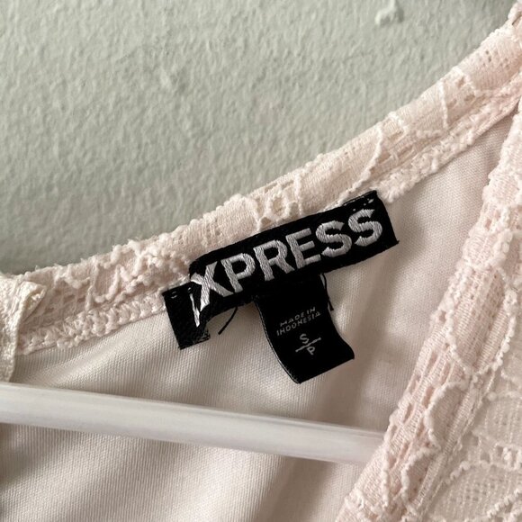 Express blush pink light sleeveless lace summer sundress fit and flare nylon - Picture 3 of 6
